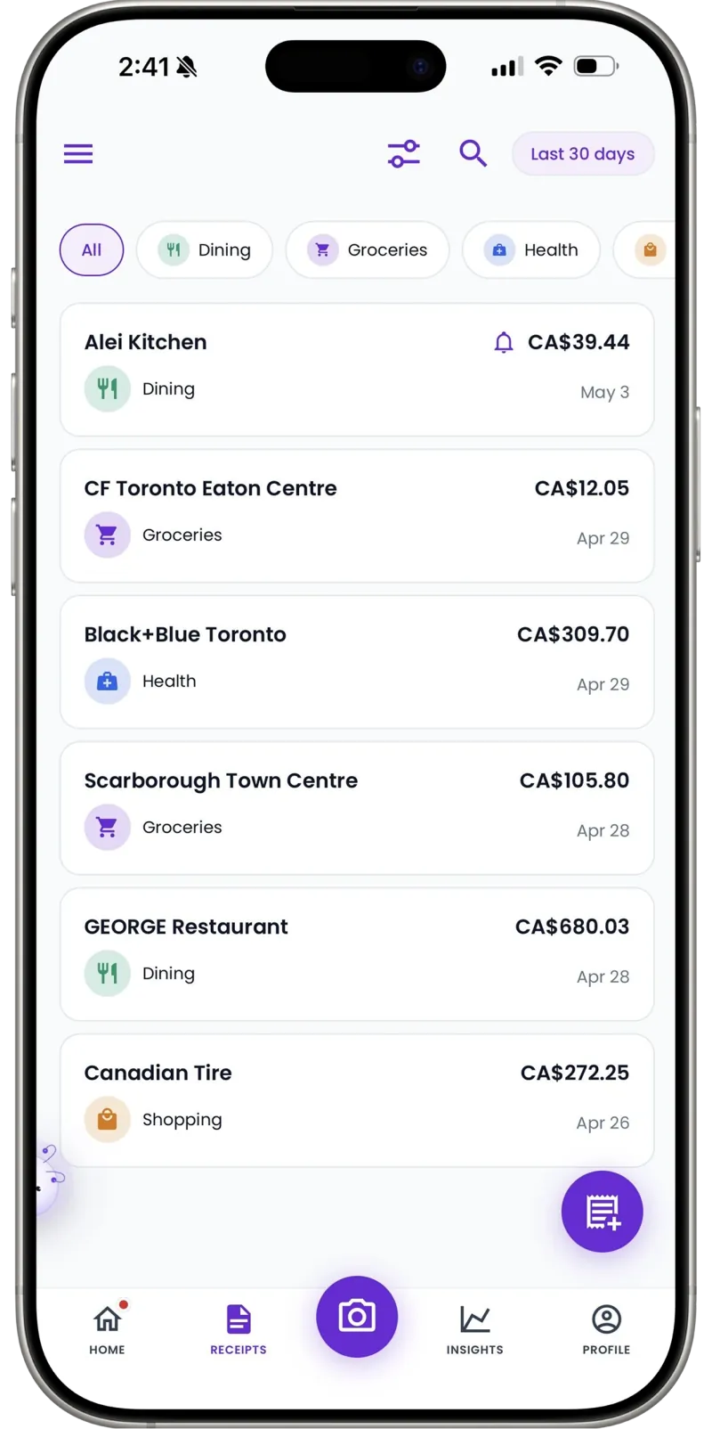 Receni budgets and export on mobile